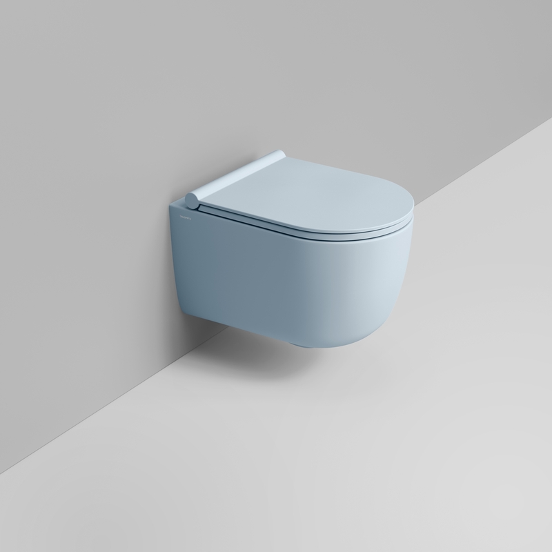 Ceramica Dolomite Wall hung vortex bowl 36×50 – Mirto Round Short - Sky blue