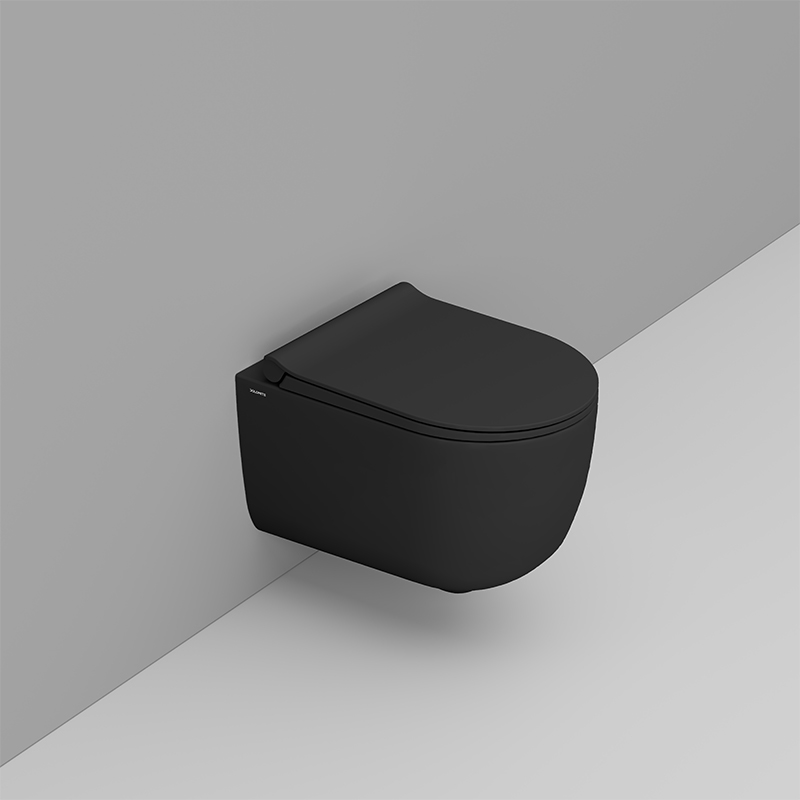 Ceramica Dolomite Wall hung vortex bowl 36×50 – Mirto Round Short - Matt black